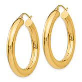14k 5x35mm Polished Tube Hoop Earrings